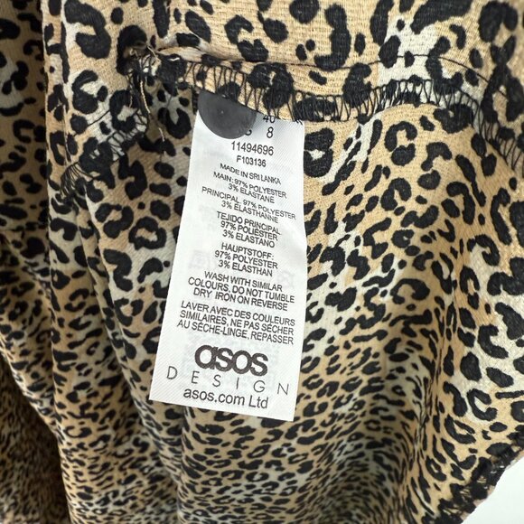 NWOT ASOS DESIGN Sleeveless Tiered Midi Dress With Frills Leopard Print Size 8 - Picture 7 of 14